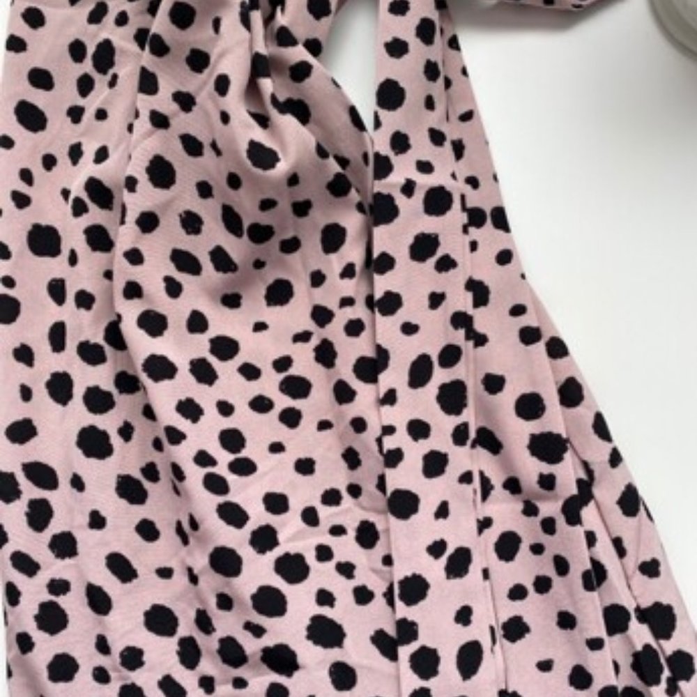 Contemporary Dalmatian Print Belted Halter Dress - Picture 3 of 4